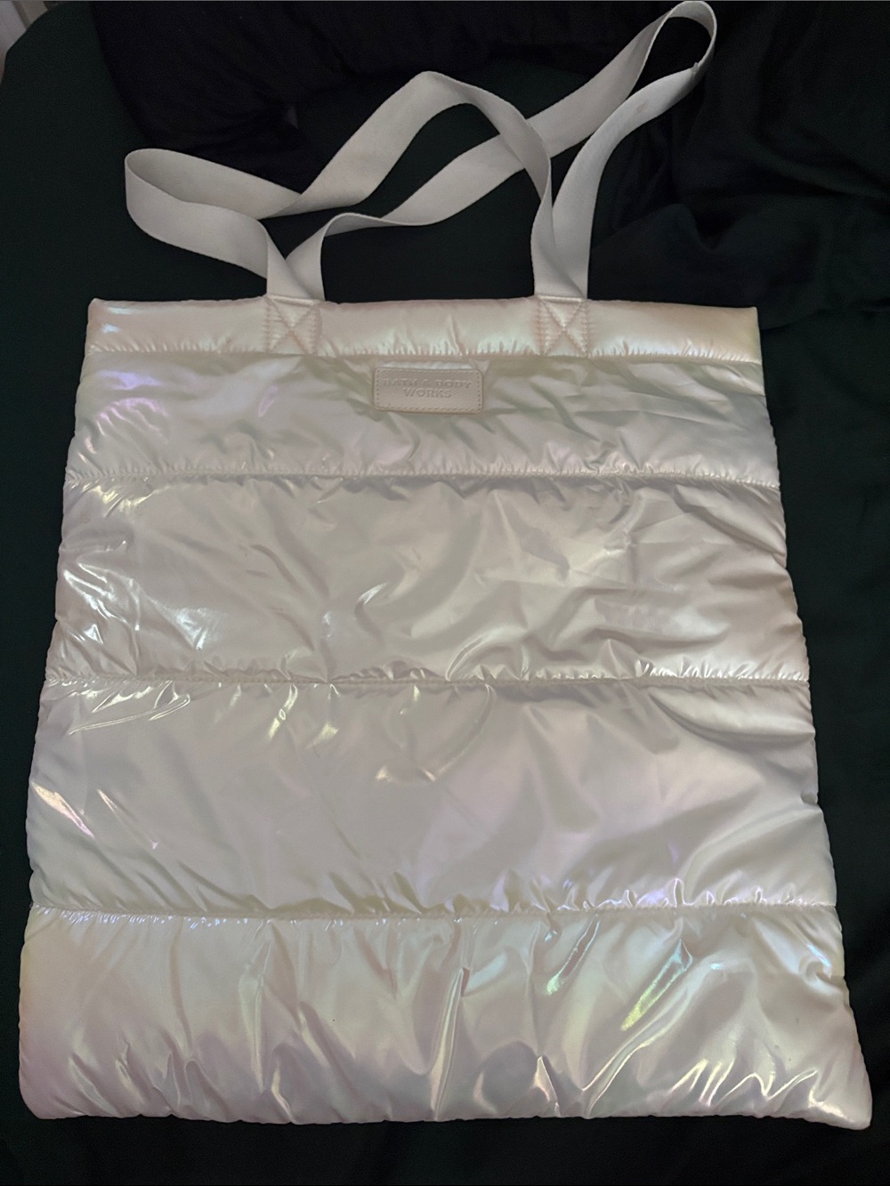 Bath & Body Works Iridescent White Puffer Tote